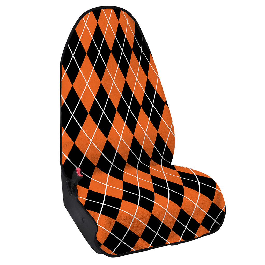 Orange And Black Argyle Print Waterproof Car Seat Cover