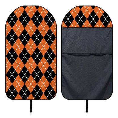 Orange And Black Argyle Print Waterproof Car Seat Cover