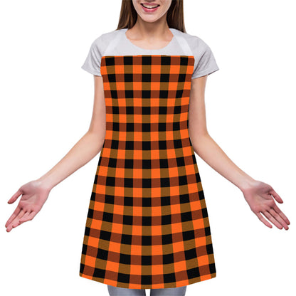 Orange And Black Buffalo Check Print Adjustable Apron
