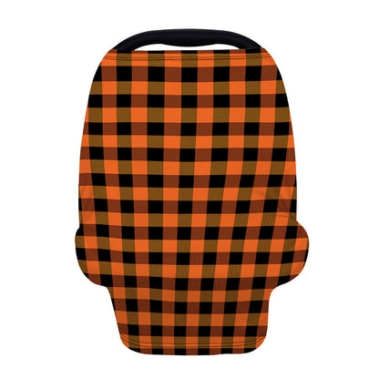 Orange And Black Buffalo Check Print Baby Seat Cover