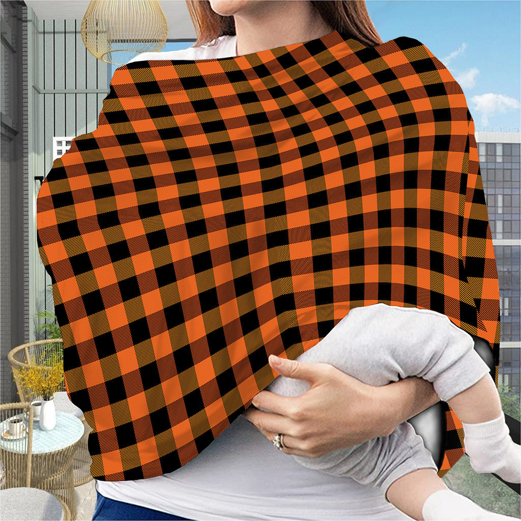 Orange And Black Buffalo Check Print Baby Seat Cover