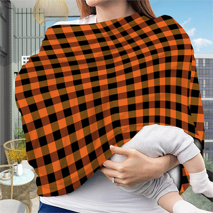 Orange And Black Buffalo Check Print Baby Seat Cover