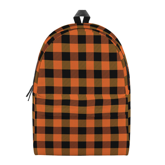 Orange And Black Buffalo Check Print Backpack