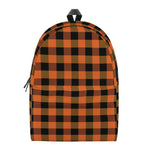 Orange And Black Buffalo Check Print Backpack