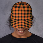 Orange And Black Buffalo Check Print Baseball Cap