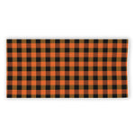 Orange And Black Buffalo Check Print Beach Towel