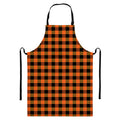 Orange And Black Buffalo Check Print Bib Apron With Pocket