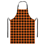 Orange And Black Buffalo Check Print Bib Apron With Pocket