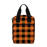 Orange And Black Buffalo Check Print Bible Tote Bag