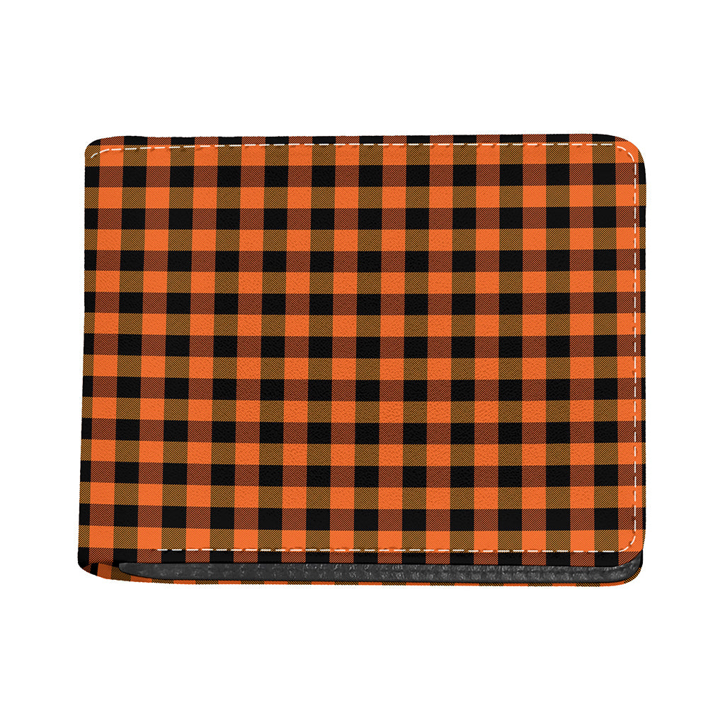 Orange And Black Buffalo Check Print Bifold Wallet