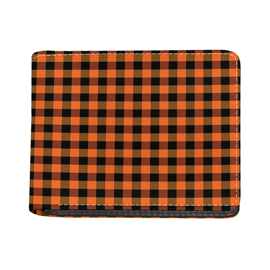 Orange And Black Buffalo Check Print Bifold Wallet