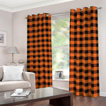 Orange And Black Buffalo Check Print Blackout Grommet Curtains