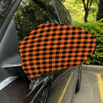 Orange And Black Buffalo Check Print Car Side Mirror Covers