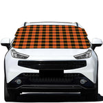 Orange And Black Buffalo Check Print Car Windshield Snow Cover