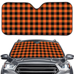 Orange And Black Buffalo Check Print Car Windshield Sun Shade