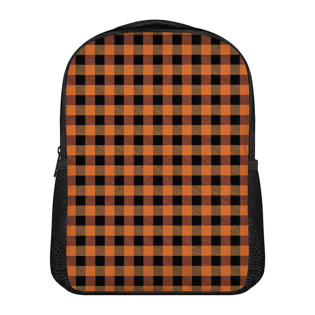 Orange And Black Buffalo Check Print Casual Backpack