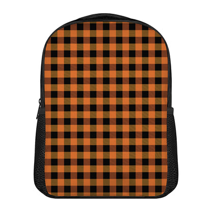 Orange And Black Buffalo Check Print Casual Backpack