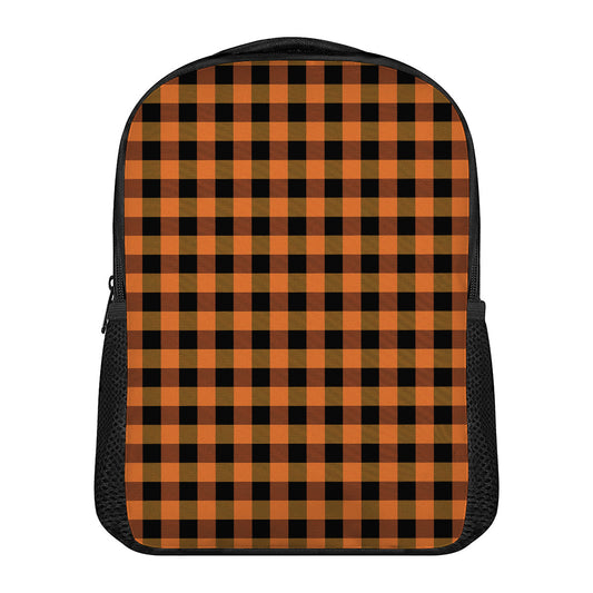 Orange And Black Buffalo Check Print Casual Backpack