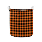 Orange And Black Buffalo Check Print Collapsible Laundry Basket