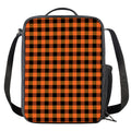 Orange And Black Buffalo Check Print Crossbody Lunch Bag