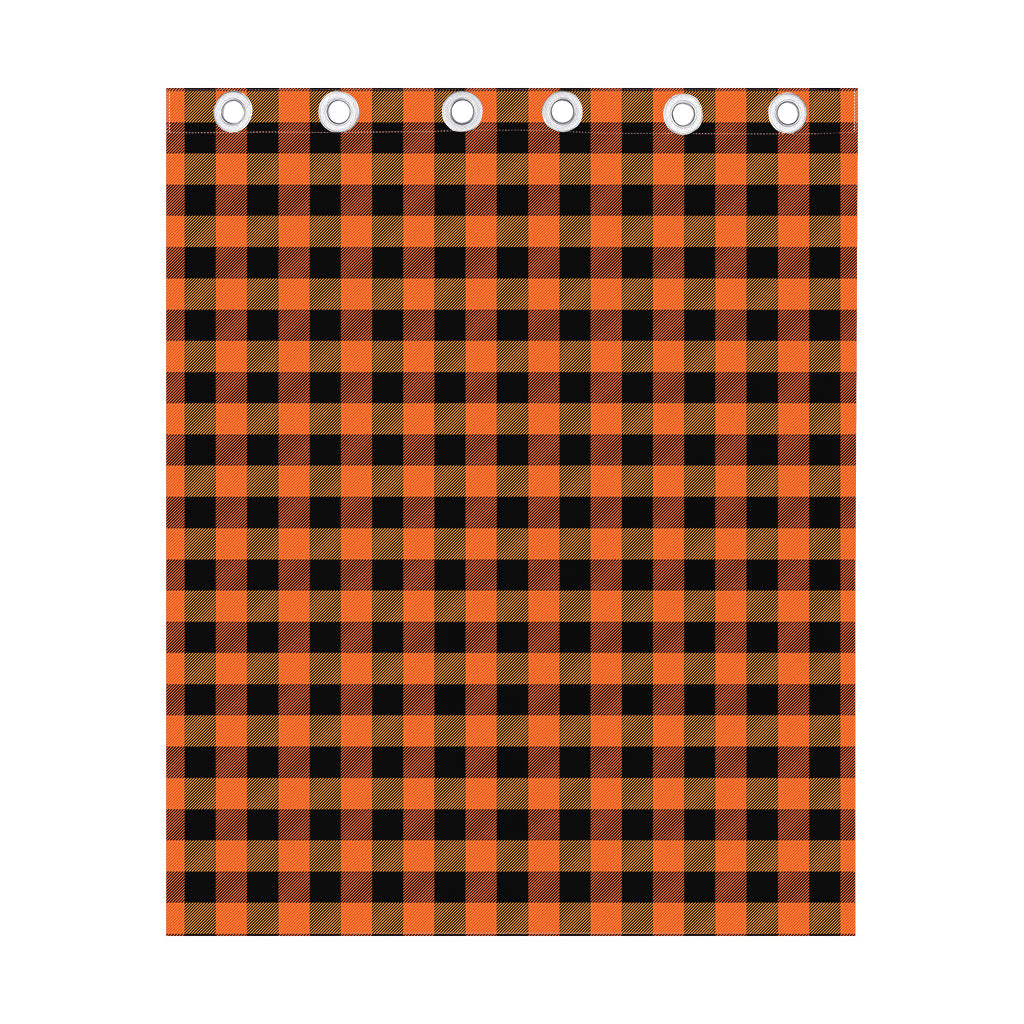 Orange And Black Buffalo Check Print Curtain