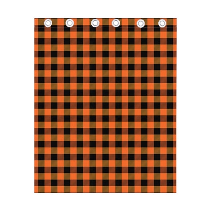Orange And Black Buffalo Check Print Curtain