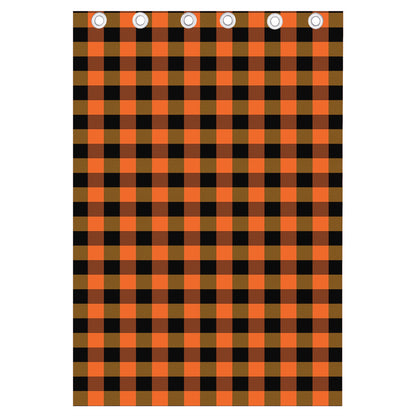 Orange And Black Buffalo Check Print Curtain