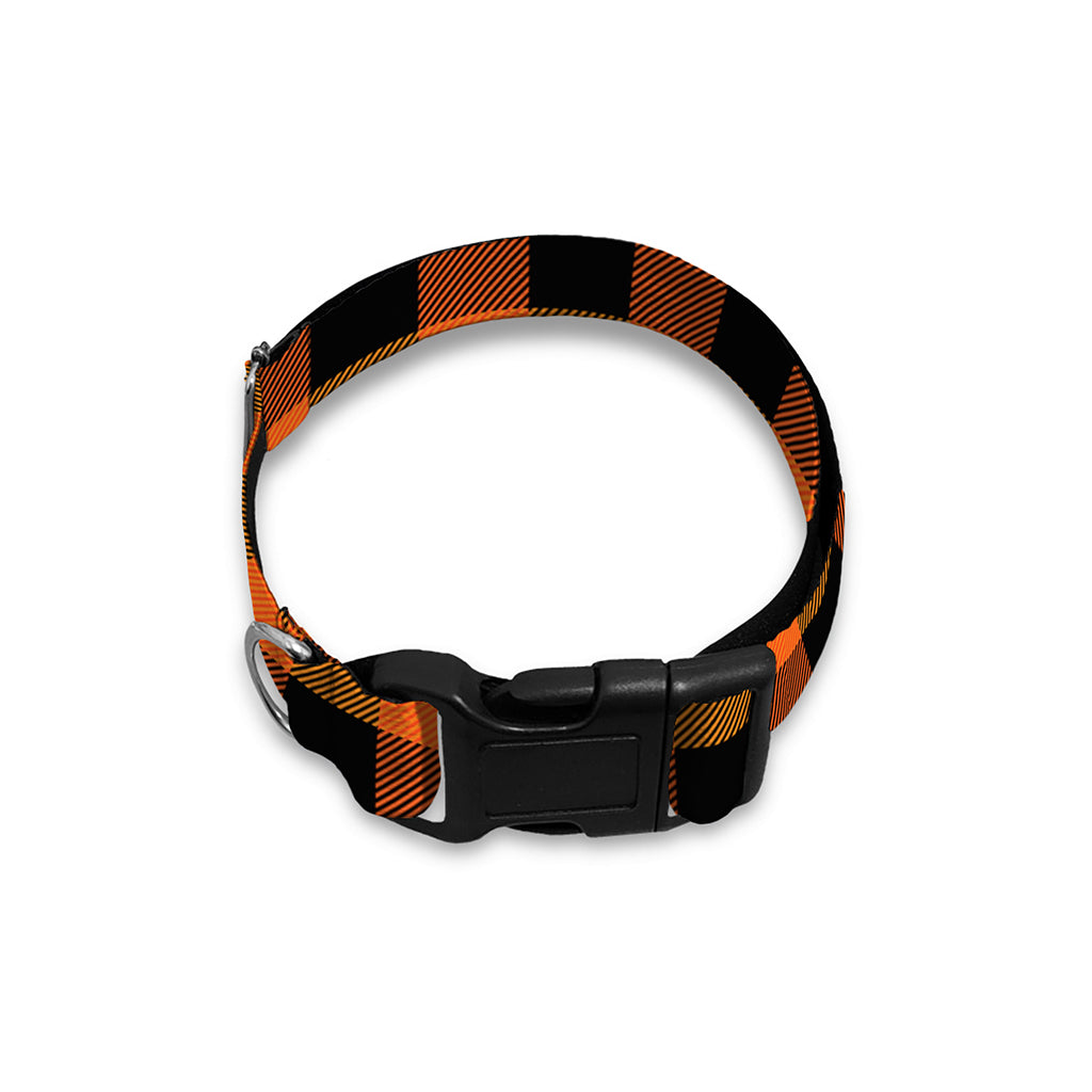 Orange And Black Buffalo Check Print Dog Collar