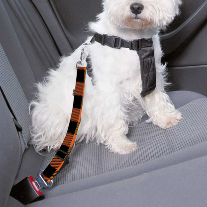 Orange And Black Buffalo Check Print Dog Seat Belt