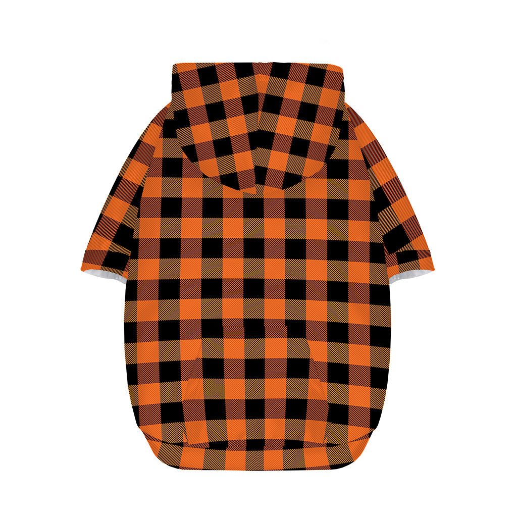 Orange And Black Buffalo Check Print Dog Zip Up Hoodie