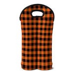 Orange And Black Buffalo Check Print Double Neoprene Wine Tote