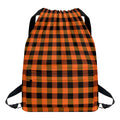 Orange And Black Buffalo Check Print Drawstring Backpack