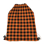 Orange And Black Buffalo Check Print Drawstring Bag