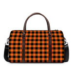 Orange And Black Buffalo Check Print Duffle Bag