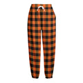 Orange And Black Buffalo Check Print Fleece Lined Knit Pants