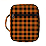 Orange And Black Buffalo Check Print Front Pocket Bible Bag
