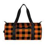Orange And Black Buffalo Check Print Gym Bag