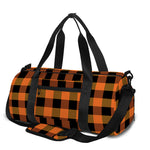 Orange And Black Buffalo Check Print Gym Bag