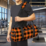Orange And Black Buffalo Check Print Gym Bag