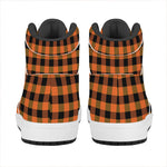 Orange And Black Buffalo Check Print High Top Leather Sneakers