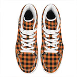 Orange And Black Buffalo Check Print High Top Leather Sneakers
