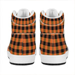 Orange And Black Buffalo Check Print High Top Leather Sneakers