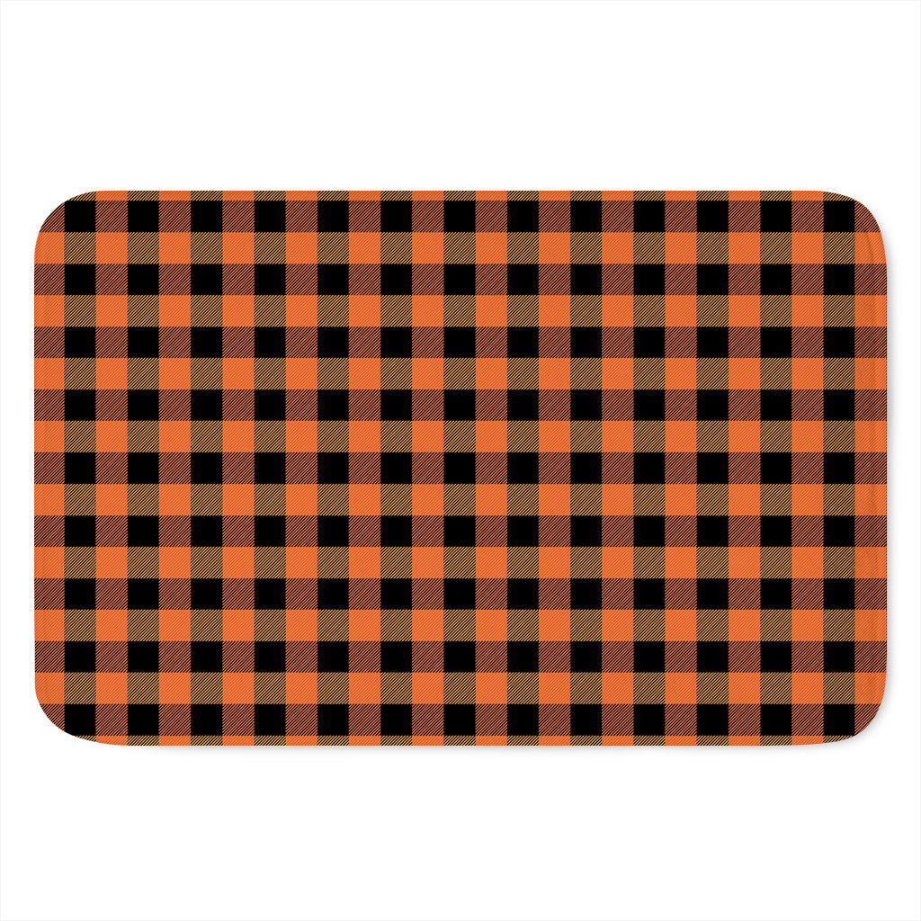 Orange And Black Buffalo Check Print Indoor Door Mat
