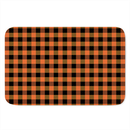 Orange And Black Buffalo Check Print Indoor Door Mat