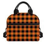 Orange And Black Buffalo Check Print Insulated Lunch Bag