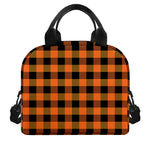 Orange And Black Buffalo Check Print Insulated Lunch Bag