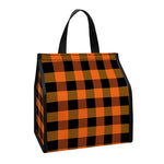 Orange And Black Buffalo Check Print Insulated Lunch Tote