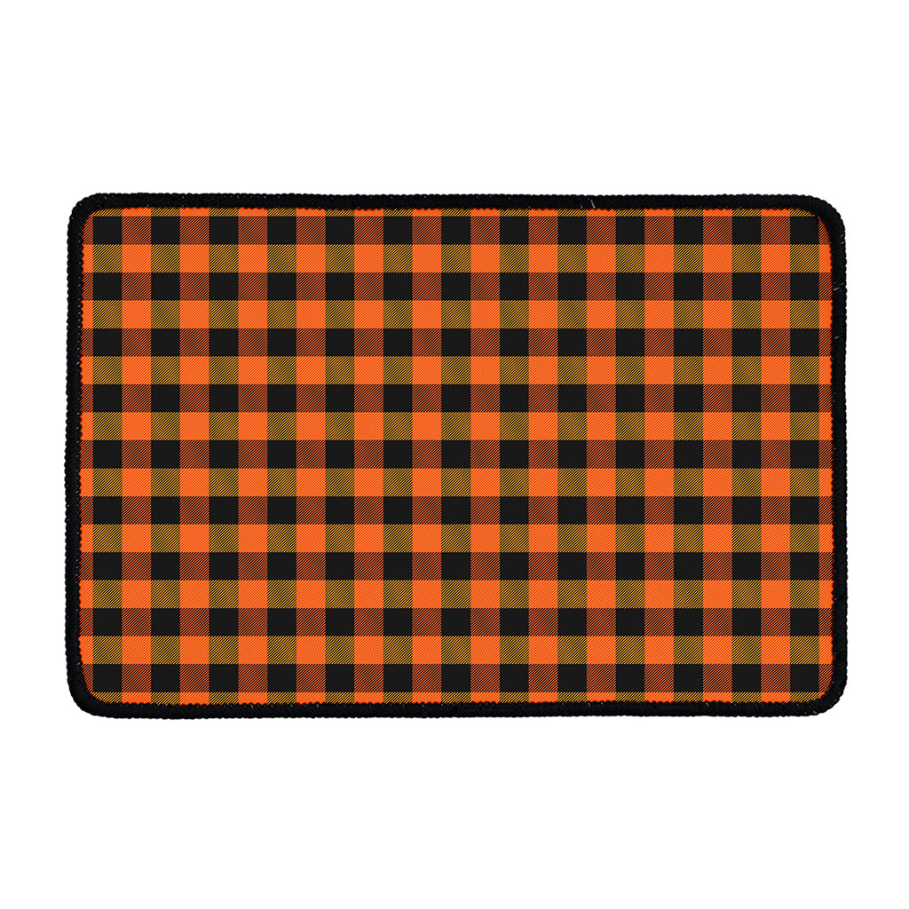 Orange And Black Buffalo Check Print Kitchen Mat