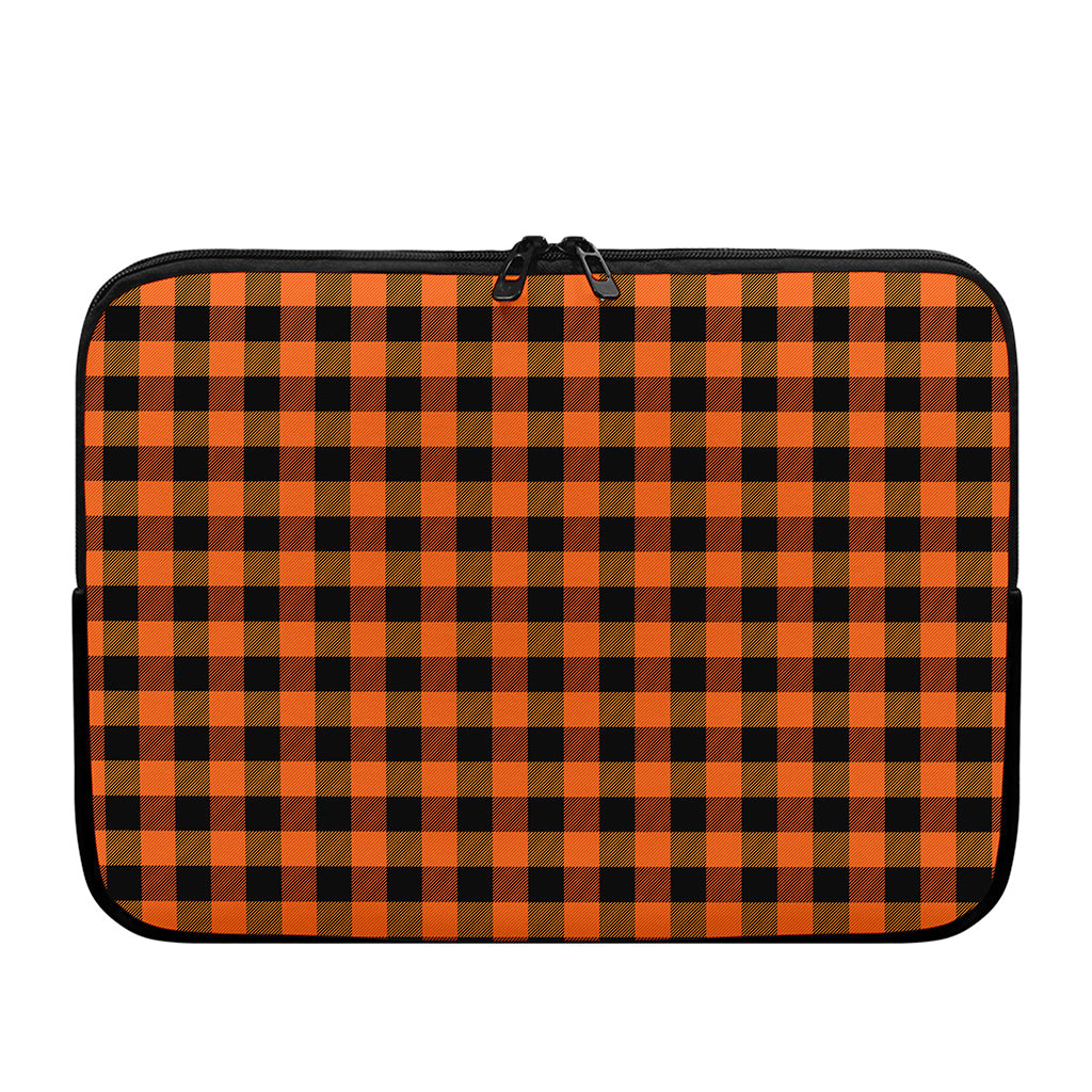 Orange And Black Buffalo Check Print Laptop Sleeve