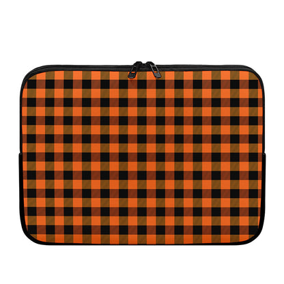 Orange And Black Buffalo Check Print Laptop Sleeve